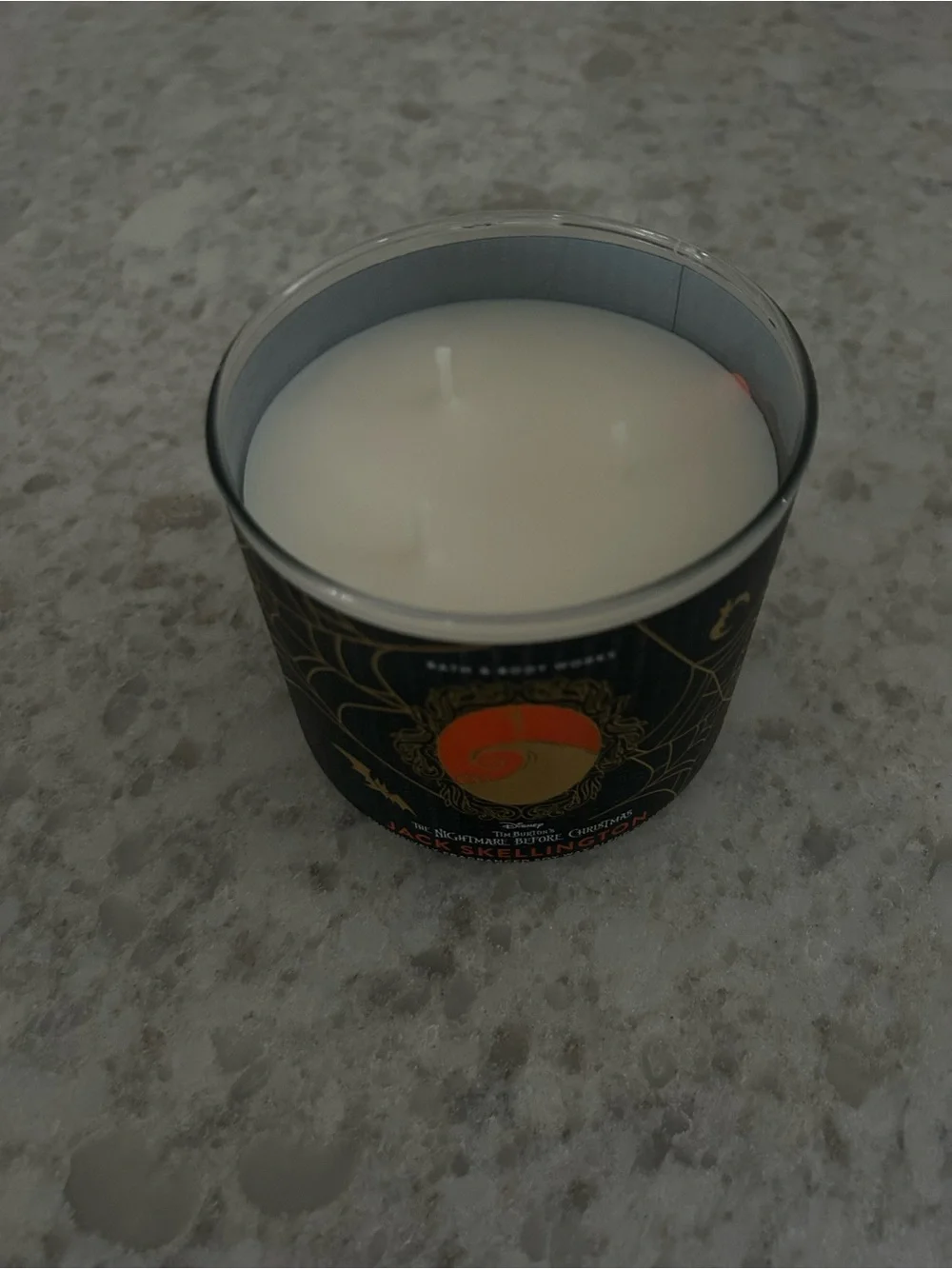 “New”Bath & Body Works Jack Skellington 3-Wick Candle-Pumpkin & Vanilla